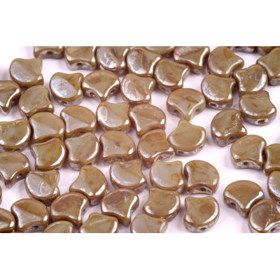 Matubo Ginko Beads 7.5mm Opaque Grey Rembrandt | 2-Hole Czech Glass