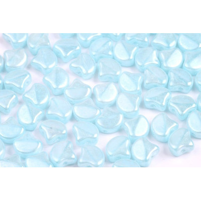 Matubo Ginko Beads Opal Aqua White Luster 7.5mm | 2-Hole Czech Glass