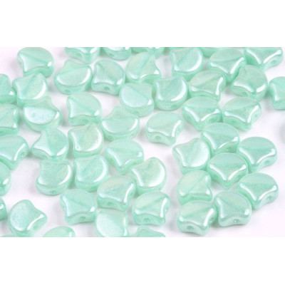 Matubo Ginko 2-Hole Beads - Opal Green Aqua White Luster 7.5mm