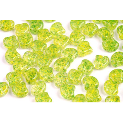 Matubo Ginko Beads 7.5mm Confetti Splash Yellow Green - 2-Hole
