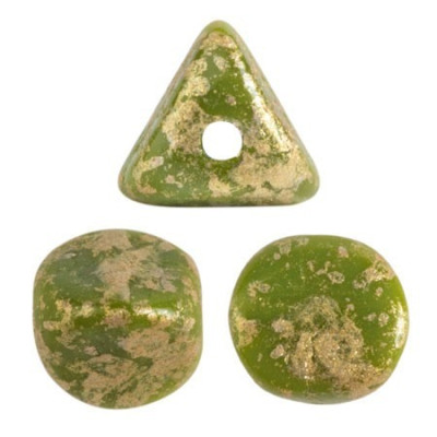 Ilos® par Puca® 5mm Opaque Green Splash 94401 | Czech Glass