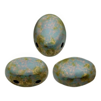 Samos® par Puca® 5x7mm Opaque Aqua Bronze 63020/15695 | Glass Beads