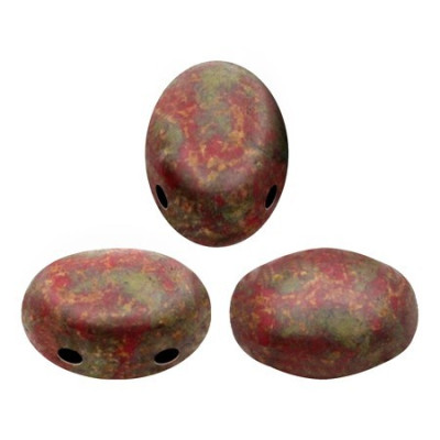 Samos par Puca 5x7mm Opaque Coral Red Deep Gold 93200 | Czech Beads