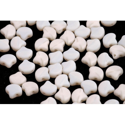 Matubo Ginko Beads 7.5mm - Opal Grey Mat Two-Hole Czech Glass