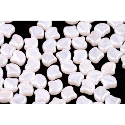 Matubo Ginko Beads 7.5mm Opal White Luster | Czech Glass 2-Hole