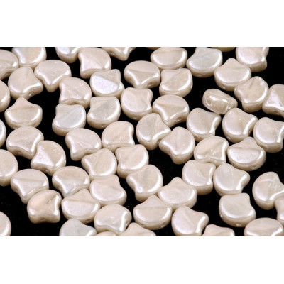 Matubo Ginko Beads - Opal Grey White Luster - 7.5mm 2-Hole