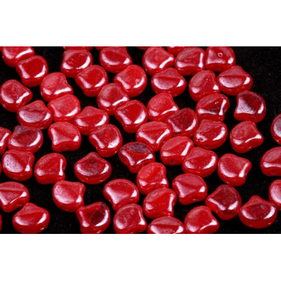 Matubo Ginko 2-Hole Beads - Opal Red White Luster 7.5mm