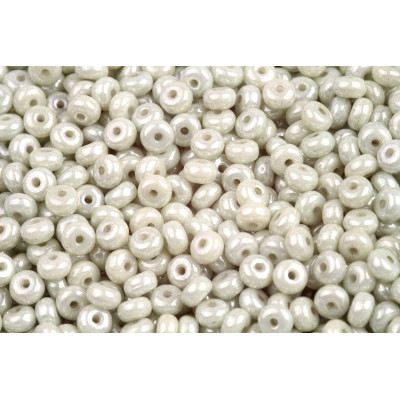 Rondelle Druck Beads 2.5x4mm 10 WHITE ALABASTER GREEN LUSTER