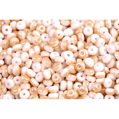 Rondelle Druck Beads 2.5x4mm 15 White Alabaster Opal Honey Yellow Luster Half