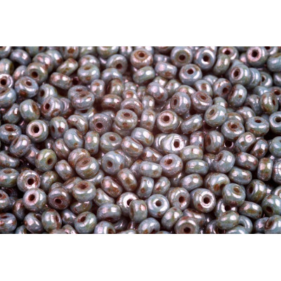 Rondelle Druck Beads 2.5x4mm 23 WHITE ALABASTER, PICASSO BLUE