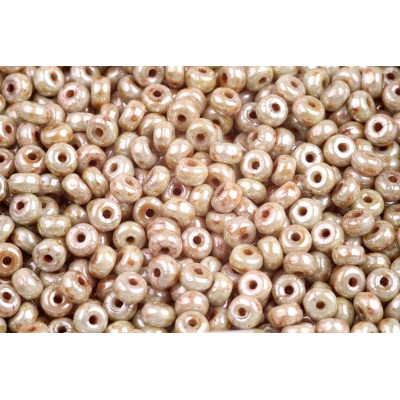 Rondelle Druck Beads 2.5x4mm 24 WHITE ALABASTER PICASSO GREEN