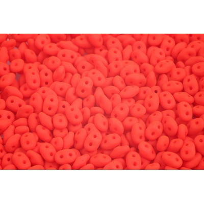 Matubo Superduo Neon Red Coral 02010/29526 | Czech 2-Hole Beads