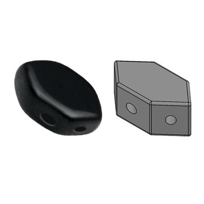 Paros par Puca Beads Opaque Jet Black 23980 | 2-Hole Czech Glass