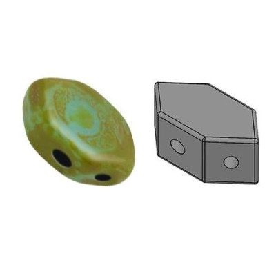 Paros par Puca 2-Hole Beads Opaque Aqua Picasso 63020/43400