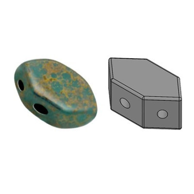 Paros par Puca 7x4mm Turquoise Bronze 63130/15496 | Glass Beads