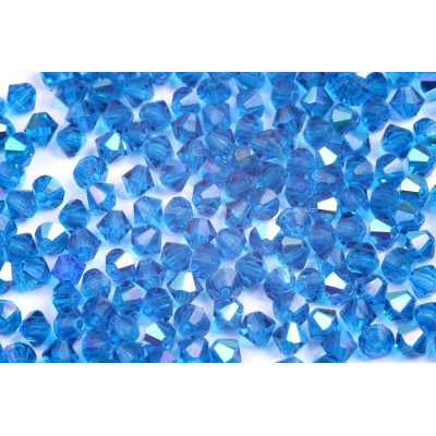 Bicone beads 4 mm N. 38 DARK AQUAMARINE AB