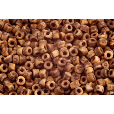 Matubo Round 6/0 Czech Glass Beads Chalk Travertine Dark Mat