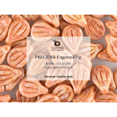 PRECIOSA Engraved Pip N. 183 OPAQUE SALMON SPOTTED
