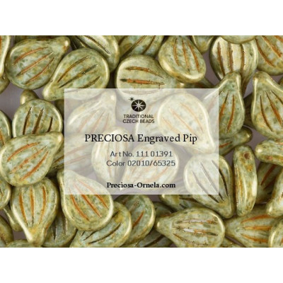 PRECIOSA Engraved Pip N. 184 OPAQUE GREEN SPOTTED