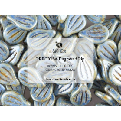 PRECIOSA Engraved Pip N. 185 OPAQUE BLUE/GREEN SPOTTED