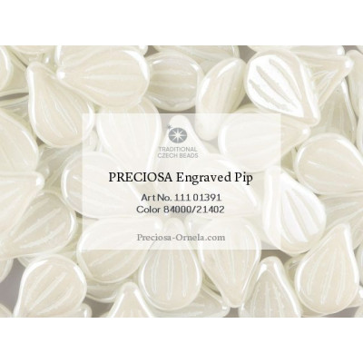 PRECIOSA Engraved Pip  N. 198 White Silk,White Painted