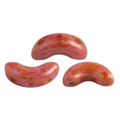 Arcos® par Puca® 3-Hole Beads Opaque Rose Spotted 65327 | 5x10mm