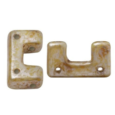 Télos® par Puca® 12x6mm Ivory Spotted 65321 | Czech Glass Beads