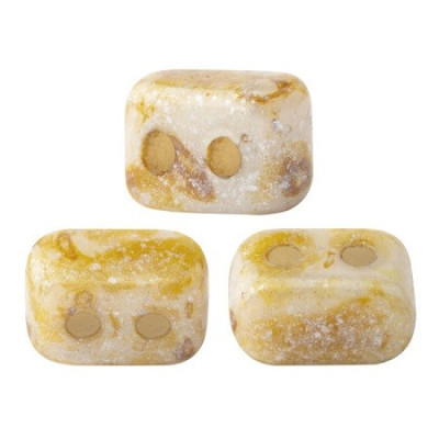 Ios par Puca No. 318 Opaque Ivory Spotted 2.5x5.5mm | Czech Glass