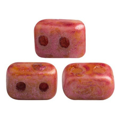 Ios par Puca 2-Hole Beads Opaque Rose Spotted 02010/65327 | 25pc
