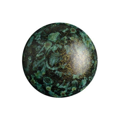 18mm Cabochon par Puca Metallic Matte Green 65326 | Czech Glass