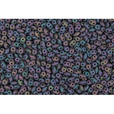 Matubo Superduo 2.5x5mm Jet Red Iris Matte 23980/21195 | Czech Beads