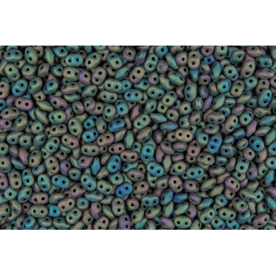 Matubo Superduo Jet Green Iris Matte 23980/21155 | 2.5x5mm Beads