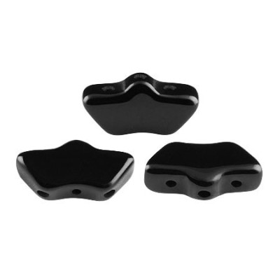Delos par Puca 3-Hole Beads Opaque Jet Black 23980 | Czech Glass