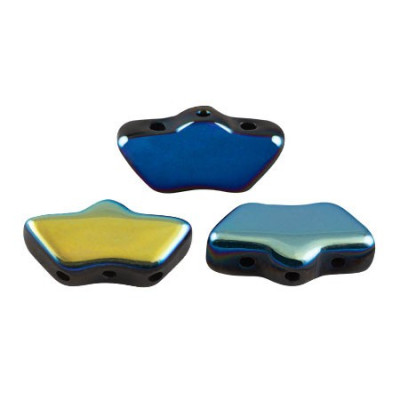 Delos par Puca 6x11mm Jet AB 23980/28701 | 3-Hole Czech Glass Beads