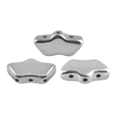 Delos® par Puca® 6x11mm Silver 00030/27000 | 3-Hole Czech Beads