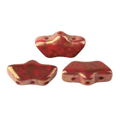 Delos par Puca 3-hole Glass Beads Coral Red Bronze 93200/15496