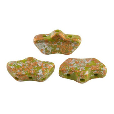 Delos par Puca 3-Hole Beads Opaque Green Tweedy 53420 | 6x11mm