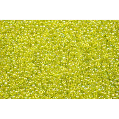 TOHO 15/0 Round Seed Beads Transparent-Rainbow Lime Green 164