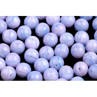 Czech Glass Round Beads 8mm Light Blue Marbled 1389 | Rutkovsky