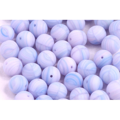 8mm Matte Light Blue Marbled Round Beads 1390 | Rutkovsky Glass