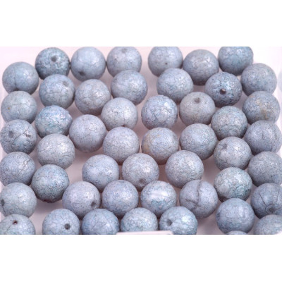 Round Beads 8mm Alabaster Blue Luster Etch 02010/ETCH/14464