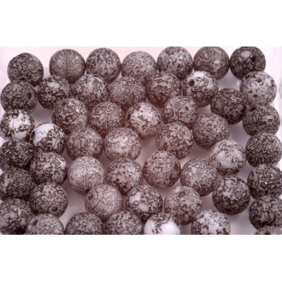 Czech Glass Round Beads 8mm Gray Etched 02010/ETCH/46449 | Rutkovsky