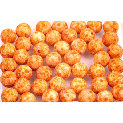 Round Beads 8mm White Alabaster Travertine Etched 02010 | Glass