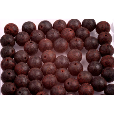 Round Beads 8mm Jet Travertine Etch 23980 Czech Glass Rutkovsky