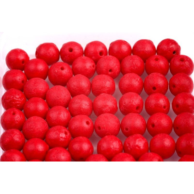 Round Beads 8mm Opaque Red Etch 93210/ETCH | Rutkovsky Glass