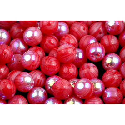 8mm Czech Glass Round Beads Red Opal AB 1512 | Rutkovsky
