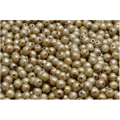 8mm Round Beads Opaque Ivory Spotted 02010/65321 | Rutkovsky Glass