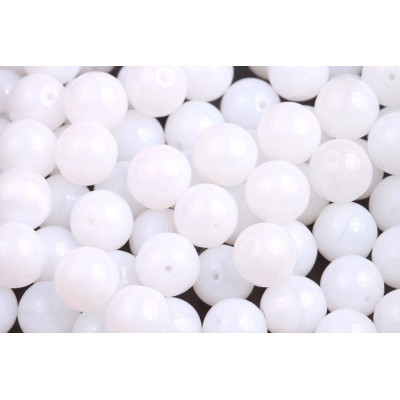 8mm Round Beads Czech Glass White Opal | Rutkovsky