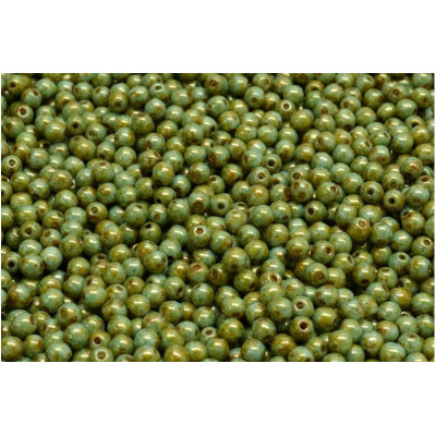6mm Round Beads Opaque Green Spotted 02010/65326 | Czech Glass