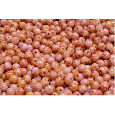 Round Beads Opaque Pink Spotted 6mm 02010/65323 | Czech Glass